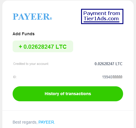 Tier1Ads 1st payment