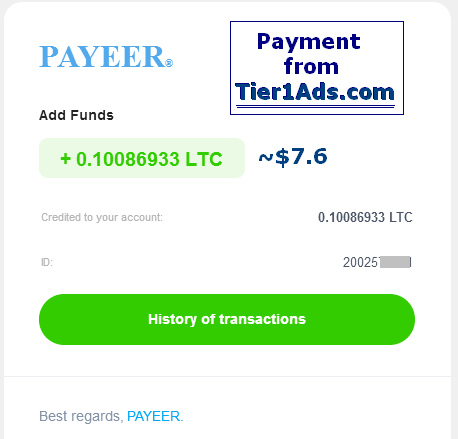 Tier1Ads 2nd payment