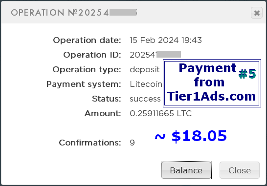 Tier1Ads 5th payment