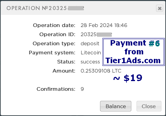 Tier1Ads 6th payment